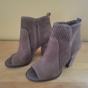 Lucky Brand Lakmeh Womens 8 M Sesame Brown Open Toe Ankle Booties Shoes Boots